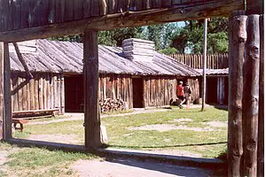 Interior yard of the replica of Fort Mandan, North Dakota, USA